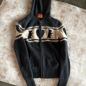 Juicy Couture Black and Cream Zip Up Sweater